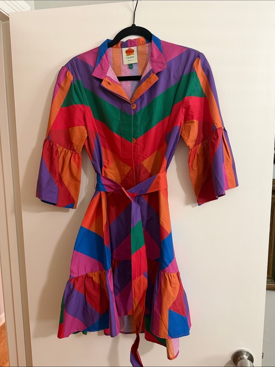 FARM Rio Dresses & Skirts - FARM Rio Bold Multicolor Chevron Midi Dress - Pink, Purple, Orange, Green, Blue